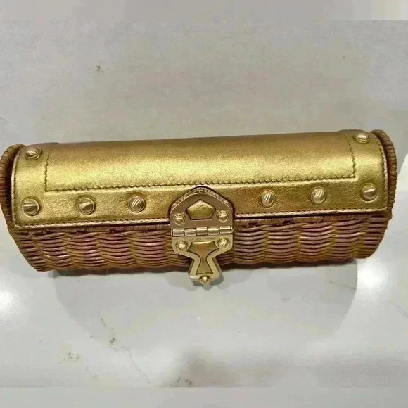 Michael Kors Santorini Gold Wicker Clutch - Picture 6 of 15